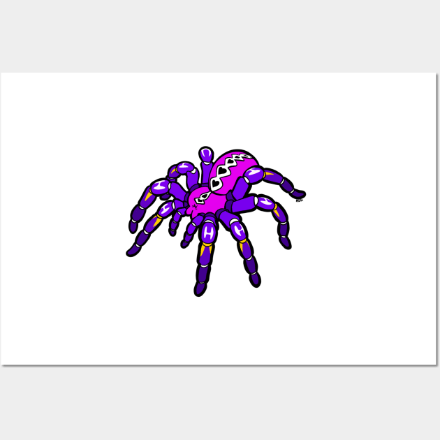 Purple Pokie Poecilotheria Metallica Gooty Sapphire Tarantula Bold Smooth Black Outline Wall Art by RJKpoyp